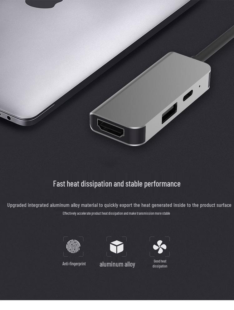 USB-C to HDMI 4K Hub Expansion: 3-in-1 High-Definition Video Converter Dock