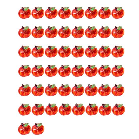 50Pcs Mini Simulation Red Fruit Decoration Miniature Fruit Resin Figurine Statue Ornament DIY Crafts Nail Art Charm Dollhouse Accessories