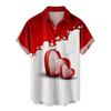 Trendy Short-sleeve Shirt with Love & Heart Prints, Casual and Versatile for Daily Wear.