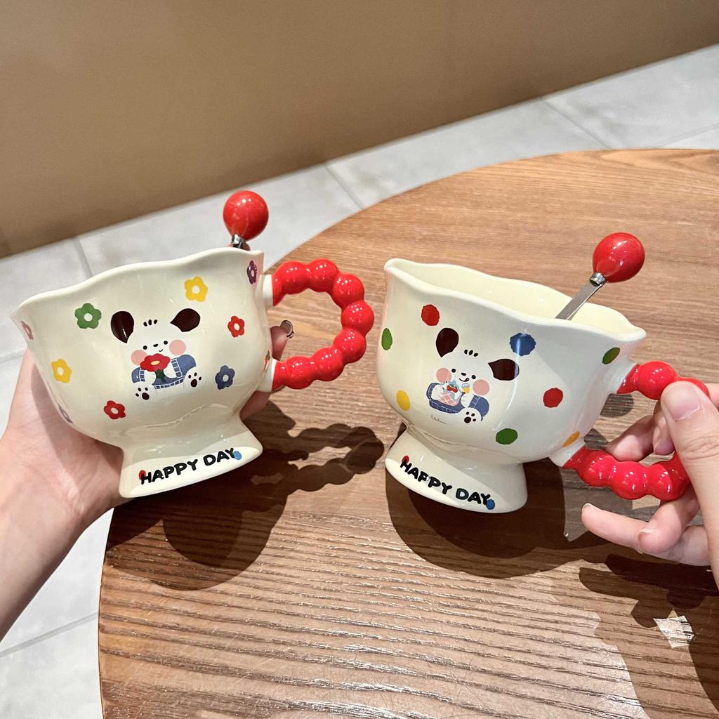Cute Cute Goblet Hand-painted Cartoon Ceramic Mug Couple Water Cup Birthday Gift Souvenir