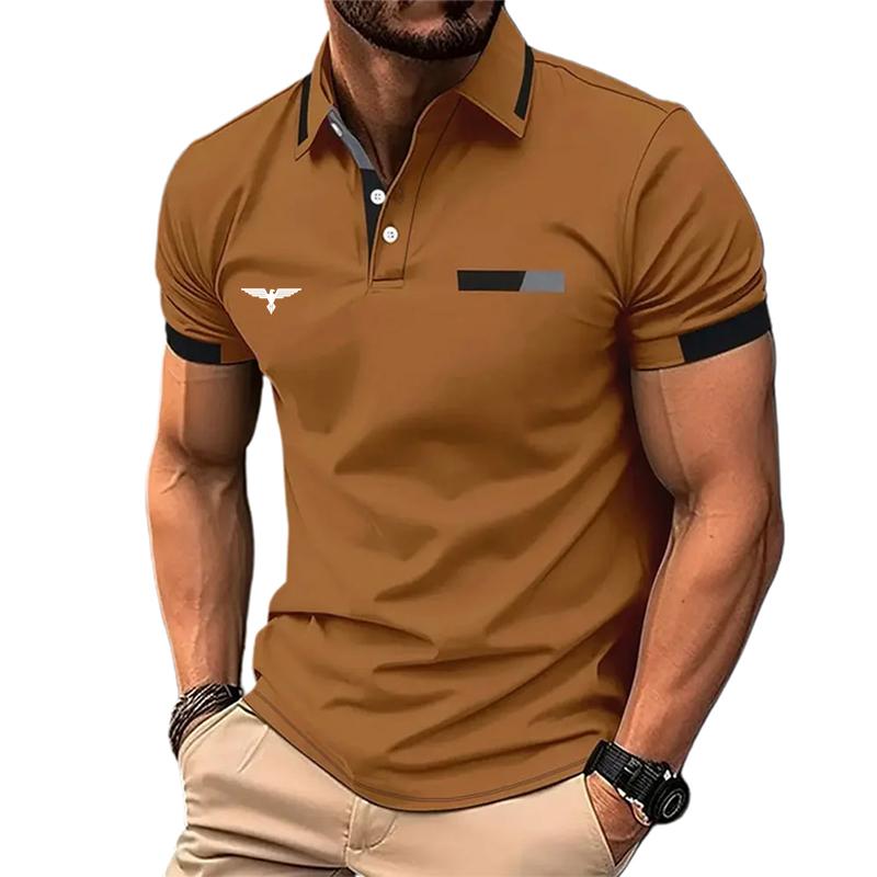 Men's Button Polo Shirt Casual Holiday Lapel Short Sleeved Shirt