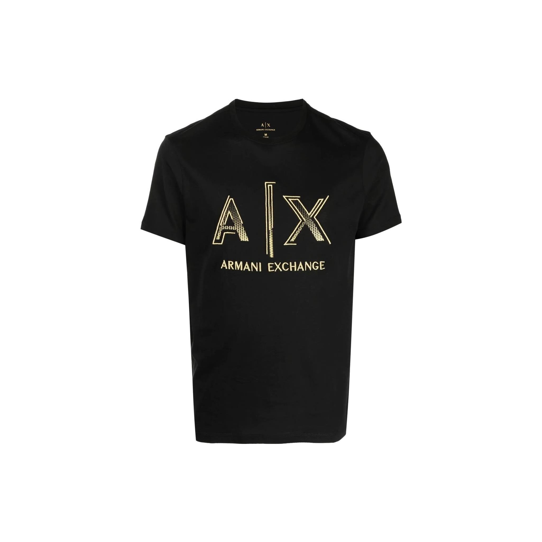 Emporio Armani SS23 Logo Letter Print Embroidered Crew Neck Pullover Short Sleeve T-Shirt Men tops Black 3RZTRC-ZJ9AZ-1200 S