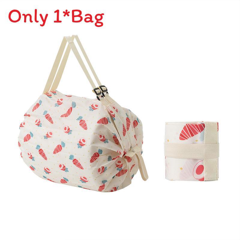 Nylon Foldable Shopping Bag With Large Capacity Waterproof Tote For Grocery Use