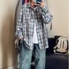 Spring and autumn high-end retro tie-dye plaid shirt men's long-sleeved versatile simple jacket
