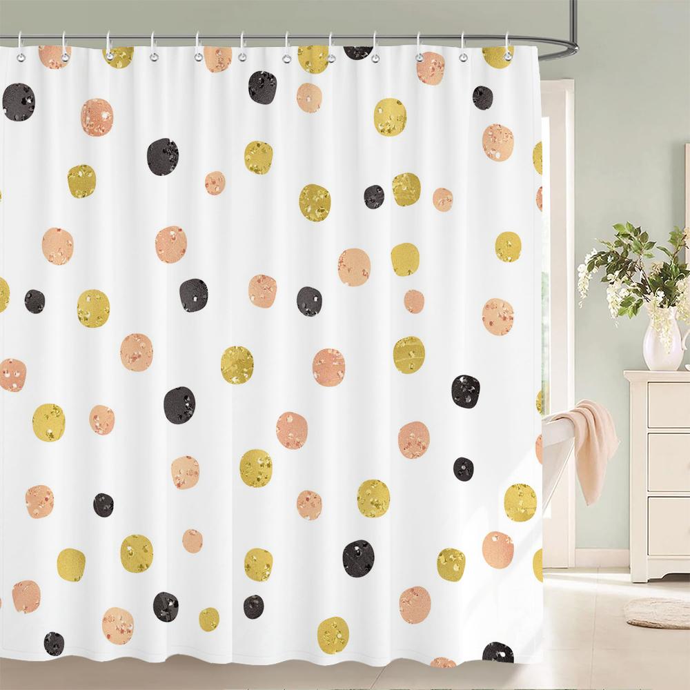 1 Pcs Bathroom Shower Curtain Modern Art Simple Circle Printed Polyester Fabric Shower Curtain with Hooks Decoration Curtain