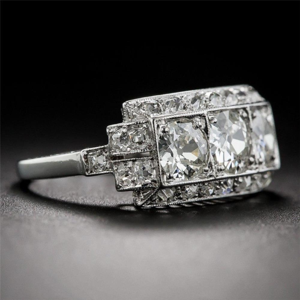

White Zircon Rings for Women Elegant Wedding Engagement Party Jewelry Simulated Topaz Stone Ring no. 6