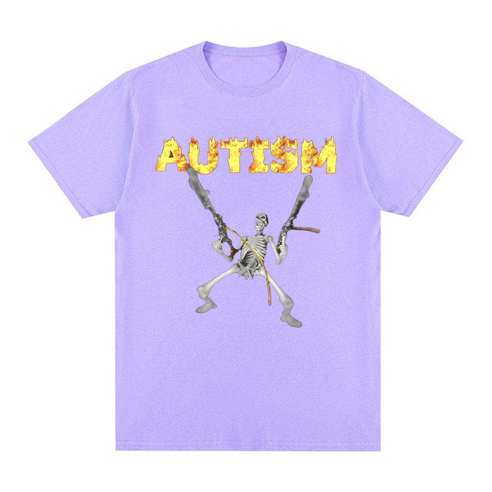 Autism Skeleton Meme T Shirt Funny Humor Skull Meme Men's Fashion Hip Hop T-shirt Casual Cotton Short Sleeve Oversized T-shirts