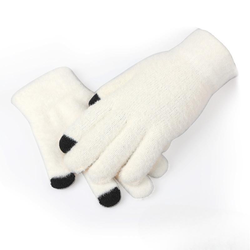 Warm Knitted Gloves Imitation Mink Velvet Touch Screen for Men and Women Students In Autumn and Winter Versatile Cycling Cold Proof Gloves