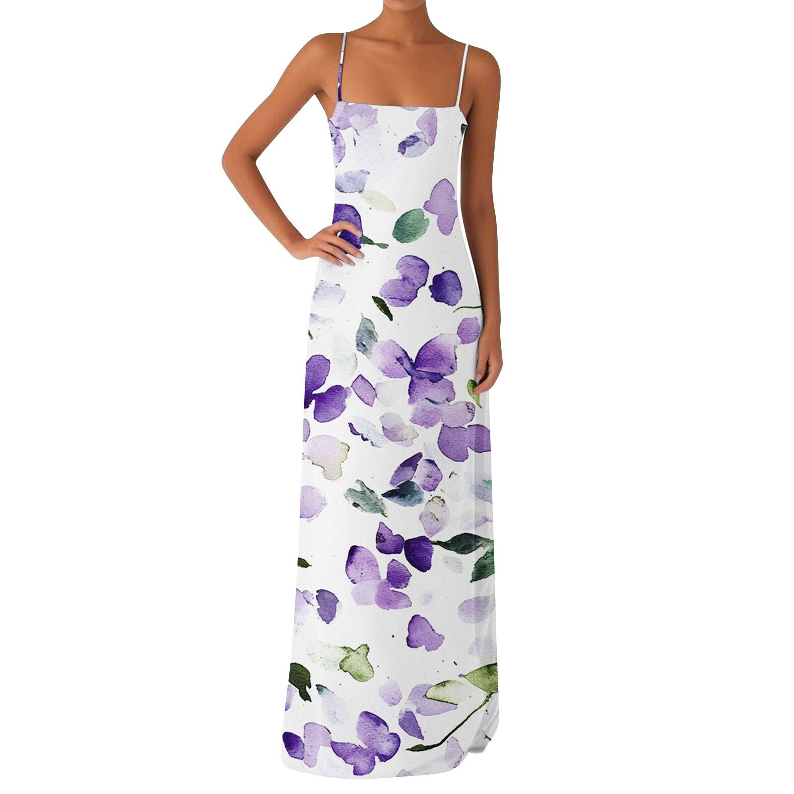 Женское сексуальное шелковистое платье с открытыми плечами и цветочным принтом, длинное платье XL фиолетовый