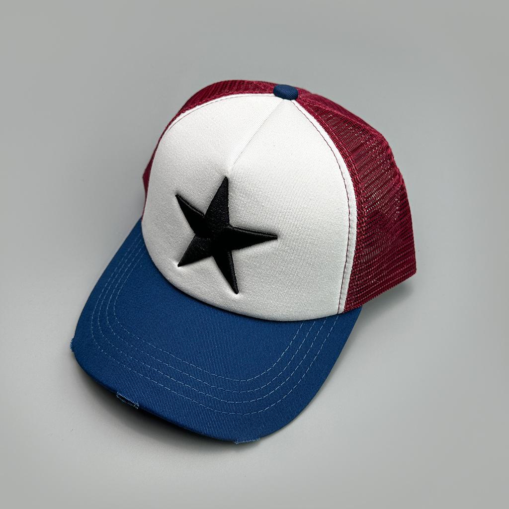 Embroidery Pentagram Color Matching Baseball Cap Men'S And Women'S Mesh Personality Simple And Versatile Truck Hat
