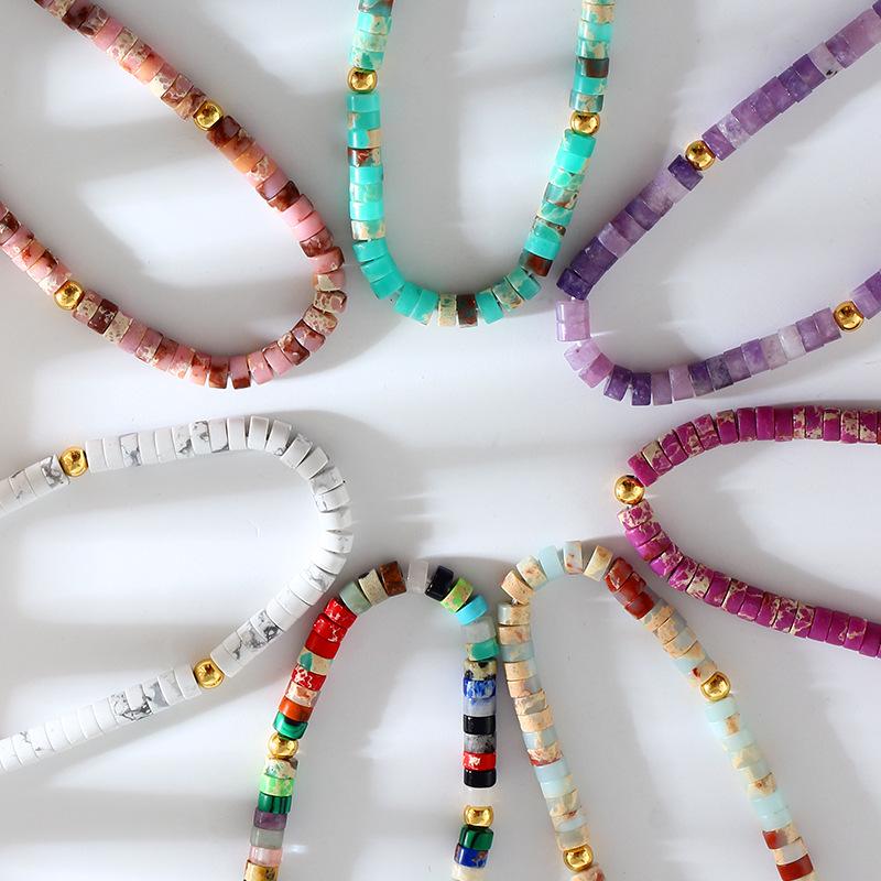 Bohemian Stone Bead Clavicle Necklace - Colorful, Simple, and Stylish Design