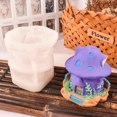 3D sēņu mājas silikona veidne DIY aromterapijas ģipša sēņu mājas epoksīda sveču veidne