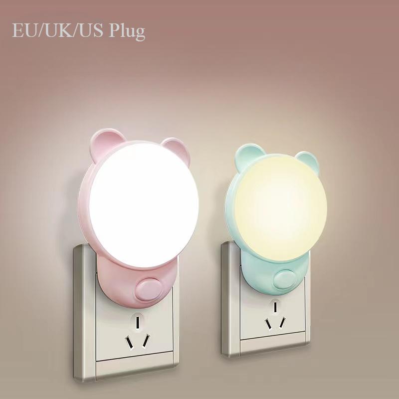 LED Night Light Bedsides Lamp Night Light EU US UK Plug Lamp Gift For Home Bedroom Kitchen Children Corridor Cute Night Lamp