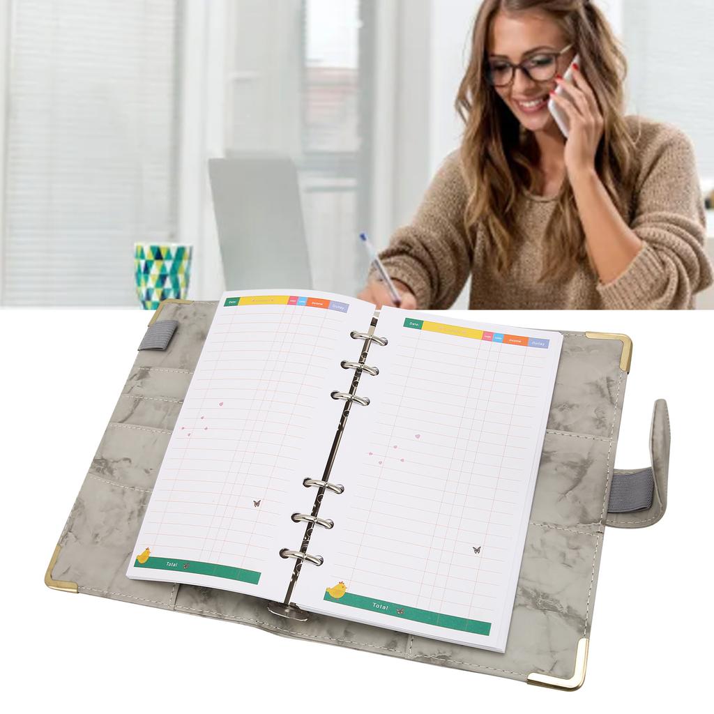 Budget avec enveloppes en cuir PU marbré A6 pour cartes et factures Gris