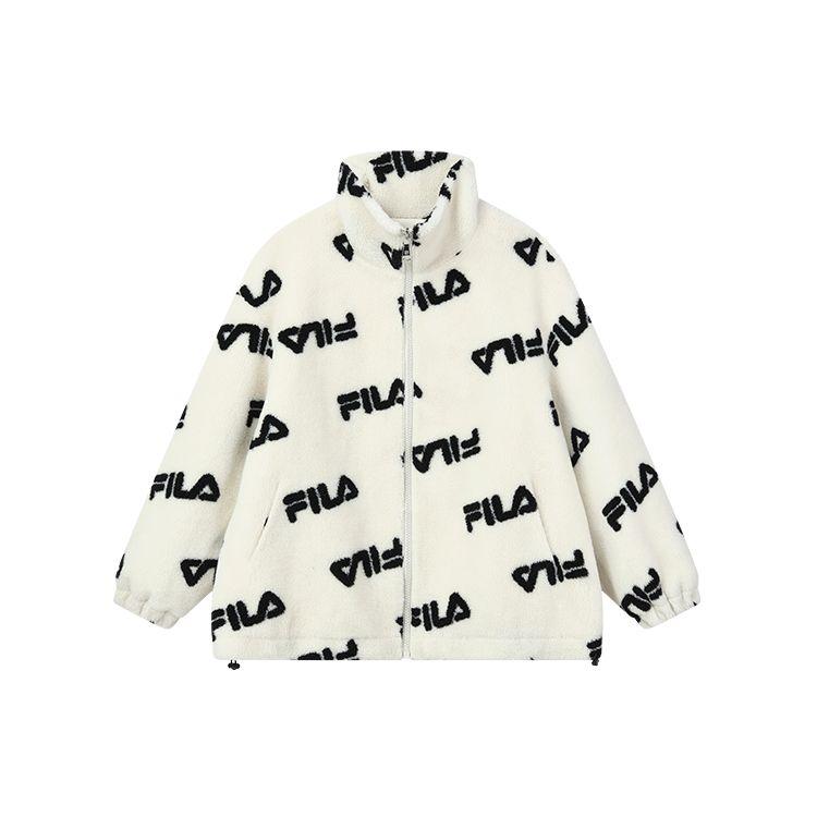 Fila Fleece Sports Stand Collar Jacket Women Outerwear Off-White F11W149510FIV