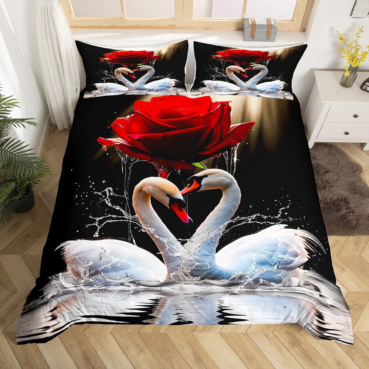 

Romantic Cheers Duvet Cover Full Queen Kawaii Cat Animal Comforter Cover Valentine S Day Bedding Set Starry Sky Galaxy Bed Cover EU Single(135x200cm)