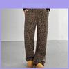 Street Style Leopard Print Wideleg Pants With Polyester Fabric For Casual Women Summer Wear