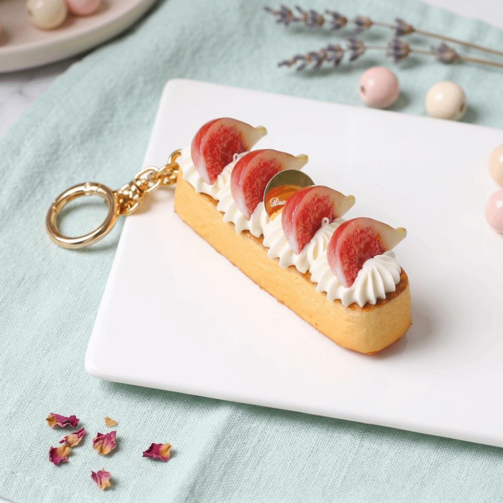 Long Cream Puff Realistic Long Cream Pendant Simulation Fruit Small Strip Fruit Keychain  Gift