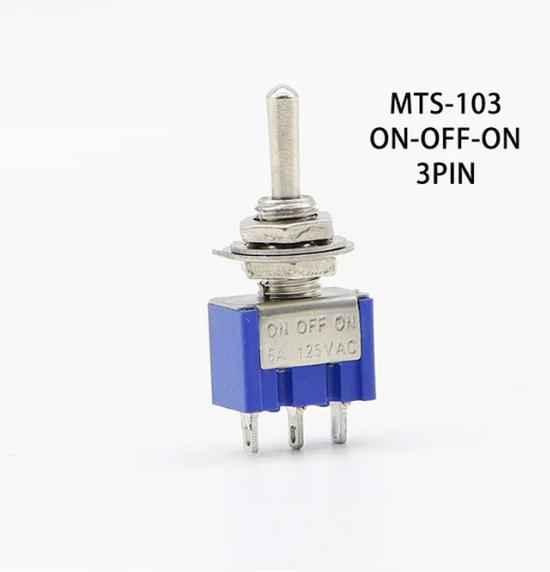 MTS-102 Momentary Self-Reset Toggle Rocker Switch, 6MM Three-Pin, Two-Position