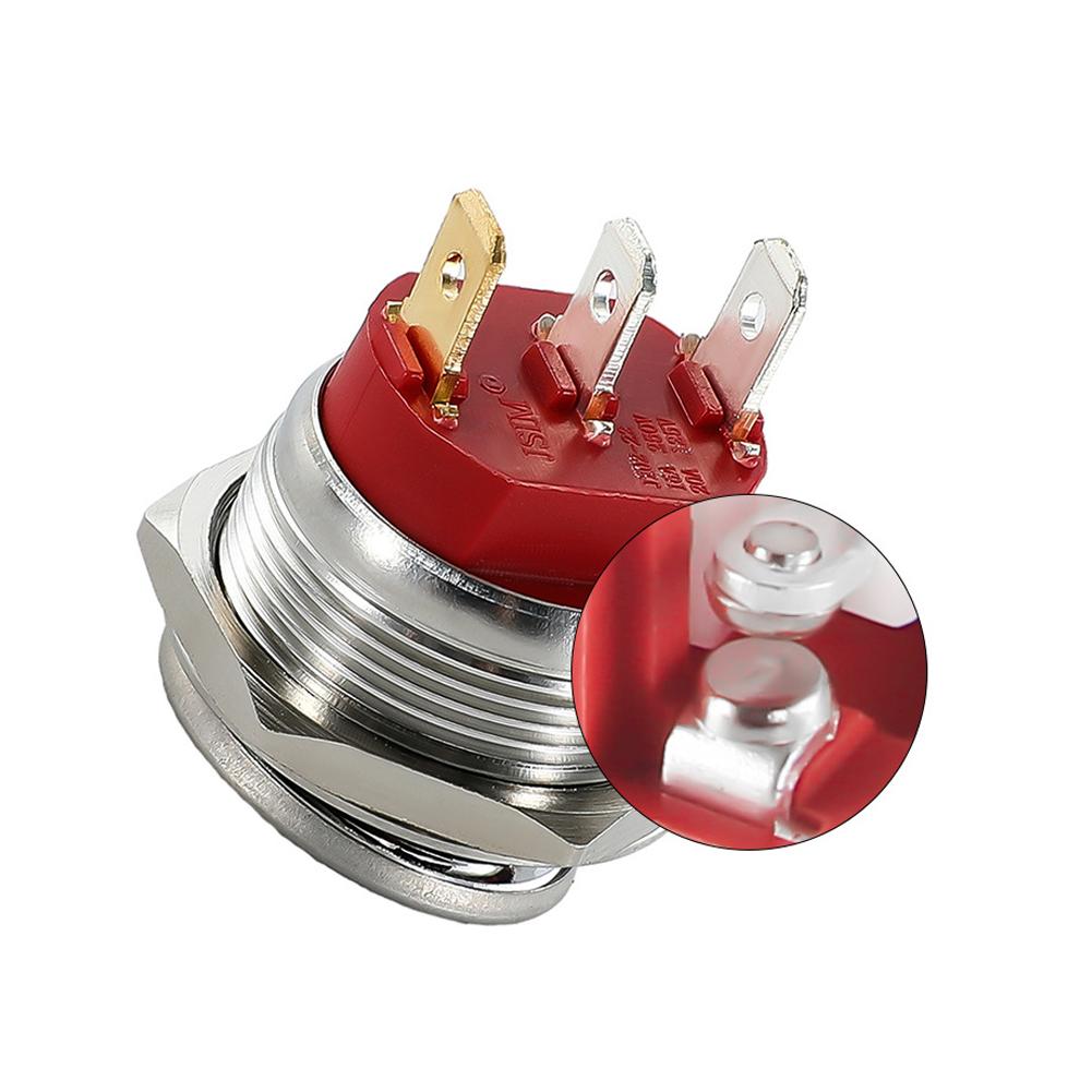 22mm Metal Car Toggle Switches Button Rocker Switch Stainless Steel 12V 20A Self-locking Two Positions ON-OFF 3 Pins