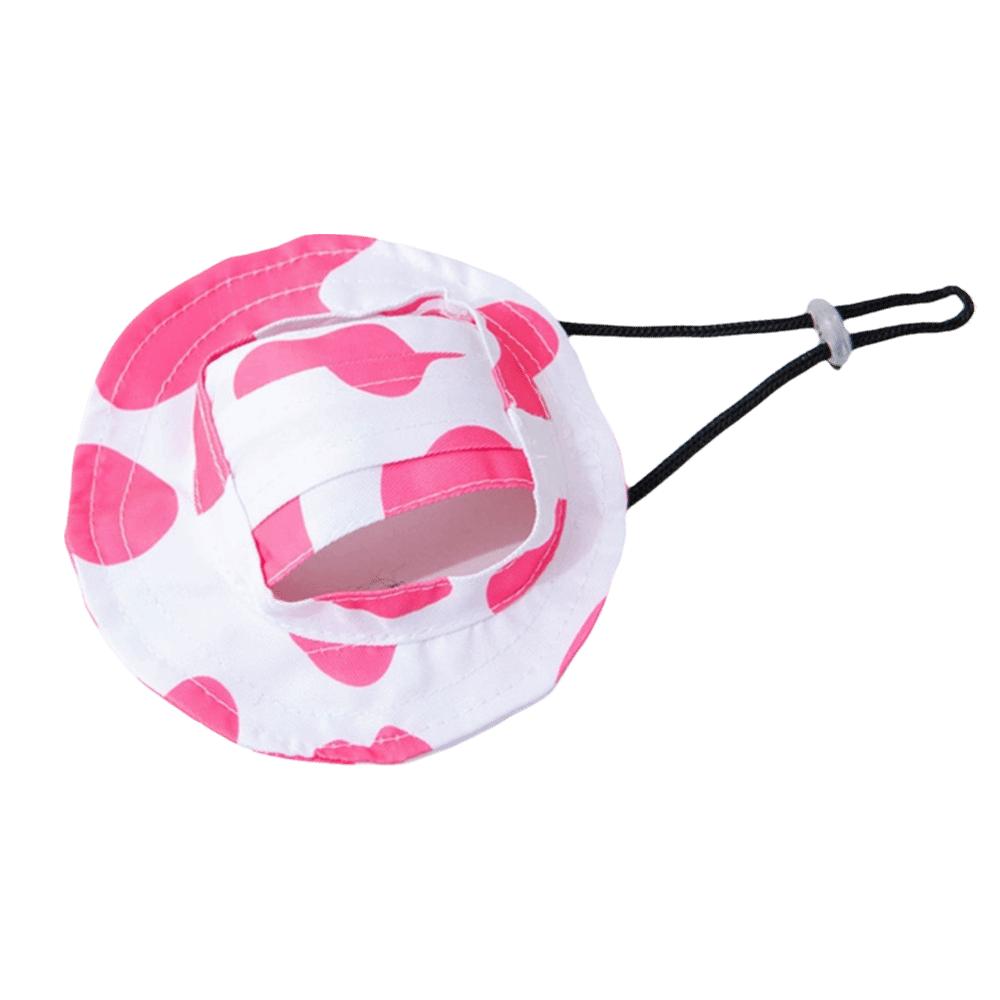 Ear Exposed Pet Sun Hat Breathable Dog Sunscreen Hat Fashion Dog Fisherman Hat  Outdoor Travel S розовый