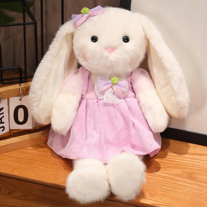 Cartoon Long Cute Ears Rabbit Plush Toy Princess Dress Stuffed Sleep Doll Gift