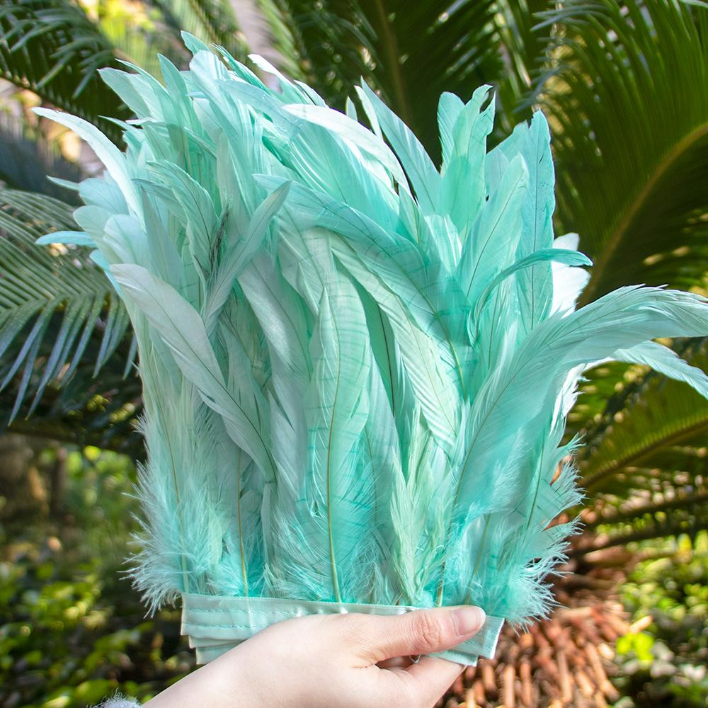 2Meters Colorful Rooster Tail Feathers Trim 25-30Cm /10-12Inches Pheasant Feather Fringe Ribbon For Carnival Plumes Decoration