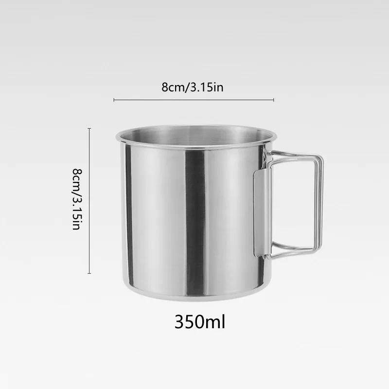 Stainless Steel Camping Cup Portable Carabiner Cups Outdoor Water Cup Mug With Foldable Handle Kitchen Drinkware