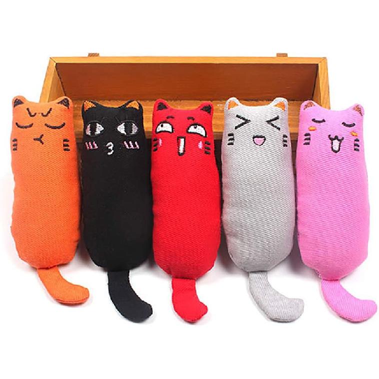 Legendog 5Pcs Bite Resistant Catnip Toy for Cats,Catnip Filled Cartoon Mice Cat Teething Chew Toy