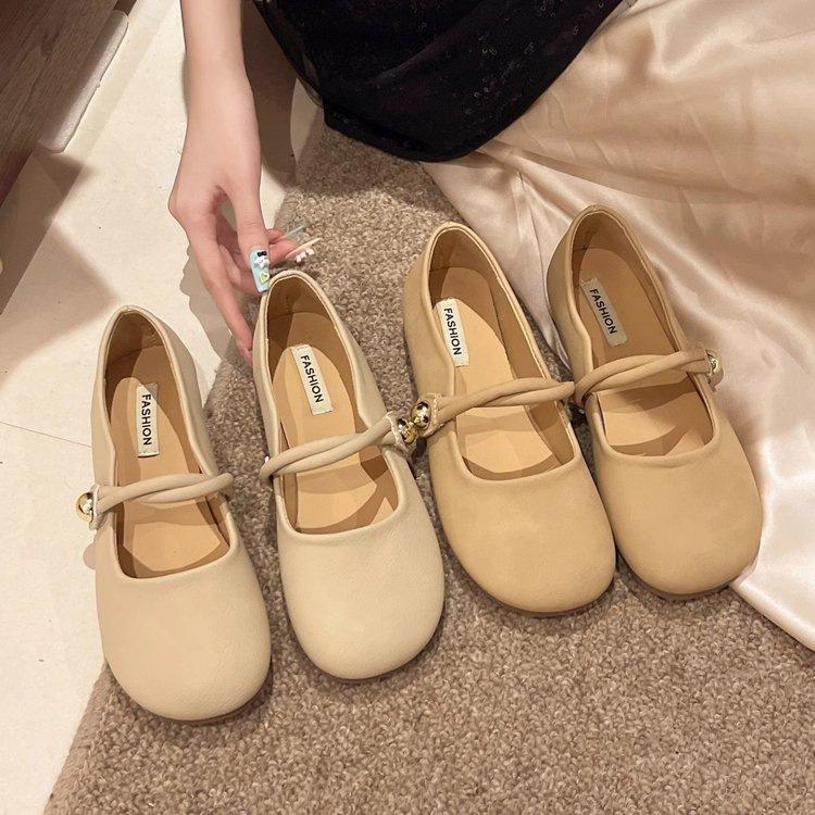 Flat-soled single shoes women's gentle shoes 2025 spring new shallow mouth late evening wind Mary Jane shoes soft-soled Doudou shoes
