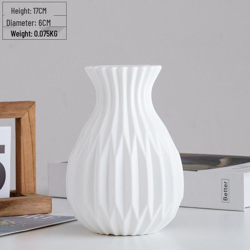 Nordycki Biały Plastikowy Mały Wazon - Minimalistyczny Wystrój do Kompozycji Kwiatowych do Salonu