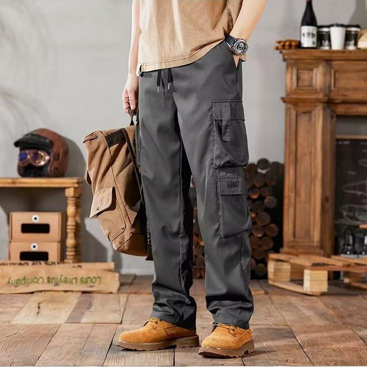 Overalls Men's Summer Thin Loose Functional Multi-Pocket Straight Casual Pants Men's Large Size Outdoor Work Pants