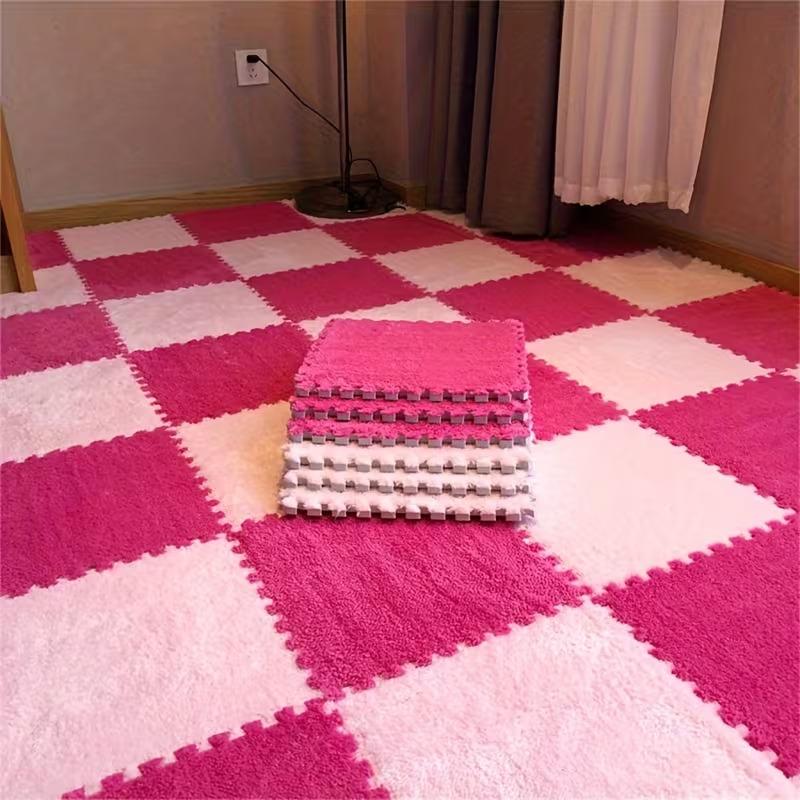 4-20 Piece Pack of Non-slip Plush Baby Play Mat Soft EVA Anti-fall Baby Play Mat BPA-free Washable Floor Protection