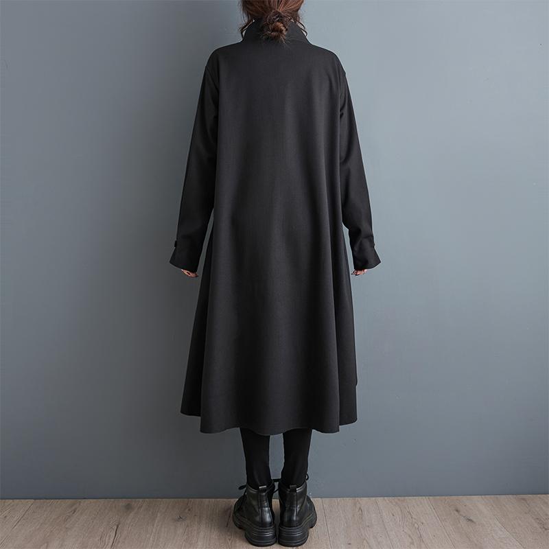 DIMANAF 2025 New Autumn Winter Plus Size Women Coats Jackets Long Sleeve Loose Casual Outerwear Vintage Black