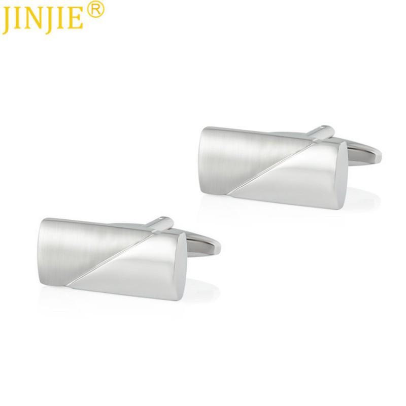 Smooth Brushed Plain Metal Cufflinks Men s Minimalist French Style Shirt With Natural серебряный
