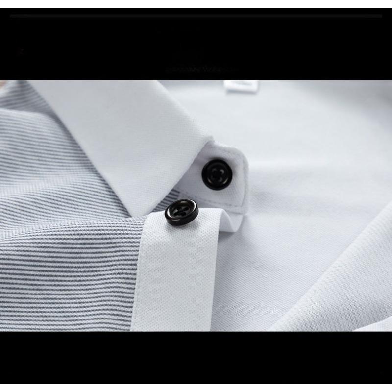 Summer Ice Silk Men Short Sleeve Polo High Quality for Middle Aged Elderly Dad with Pocket Business Casual Turn Down Collar T Shirt