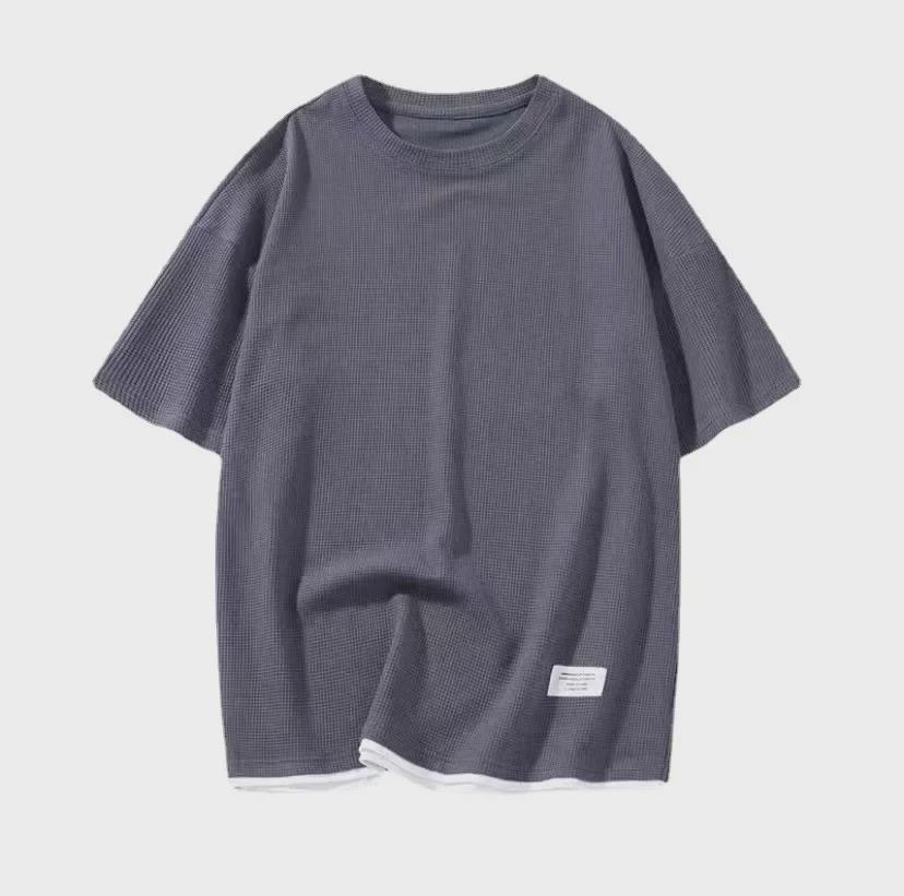 Men's Hong Kong Style Loose Two-Piece Waffle Sports Suit