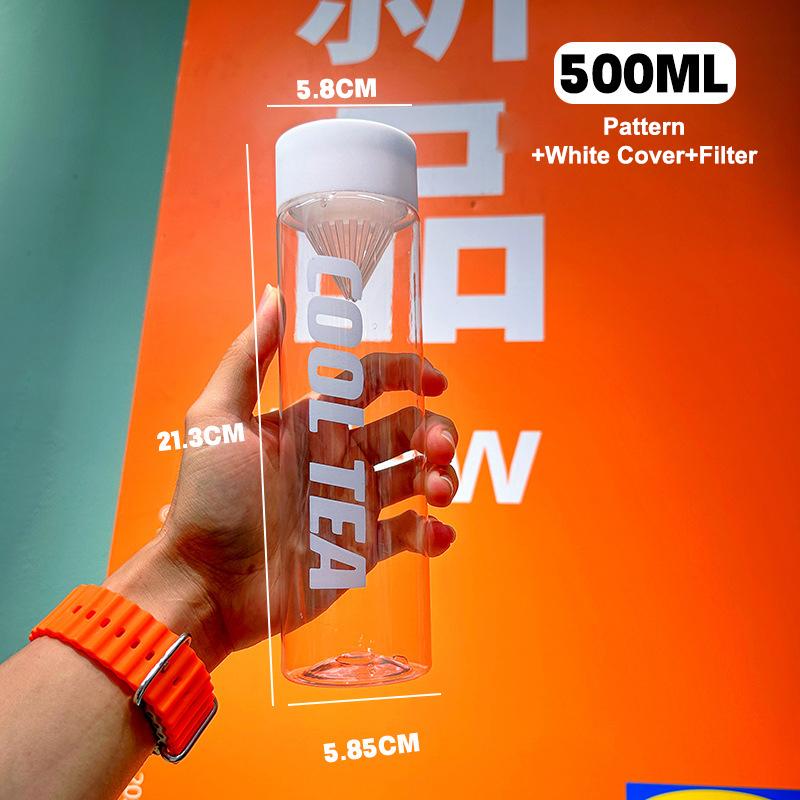 Kallbryggt te Vattenflaska Filter Vattenkopp Bärbar För Sport Utflykter Mjölkte Fruktjuice Drickkopp Hemma Transparent