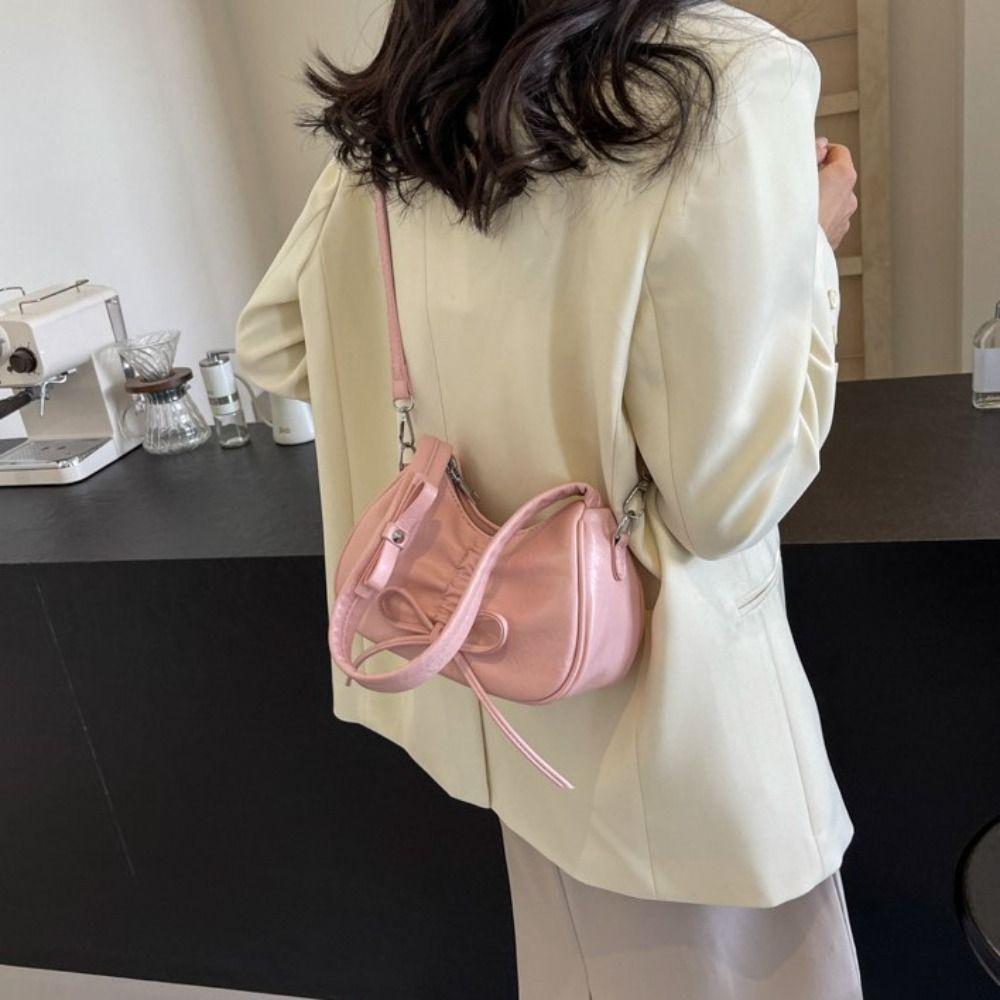 Bowknot Balletcore Bow Handbag Korean Style PU Leather Hobo Bag Bow Tie Shoulder Bag  Streetwear