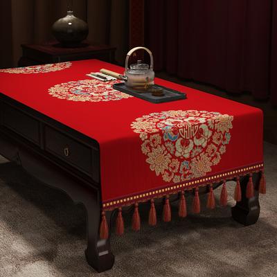 Red Festive Living Room Wedding Coffee Table Tablecloth Atmosphere Engagement Rectangular Dining Table Tablecloth Desktop Dust Cover