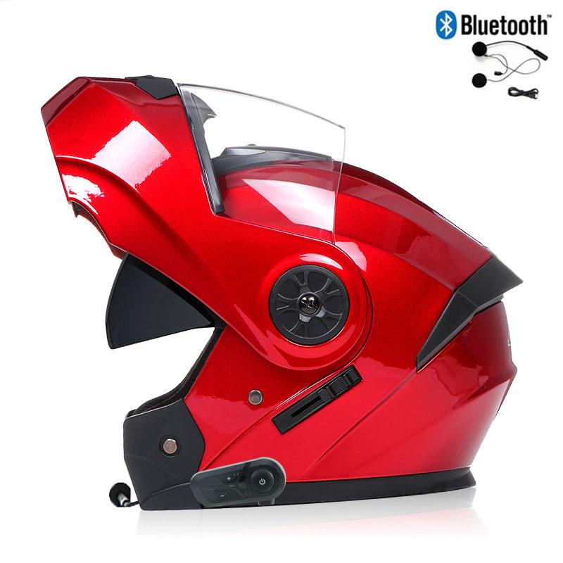 Bluetooth Men's Motorcycle Helmets Full Face Casco for Motorcycles Man Motocross Kask Flip up Casque De Moto DOT Certified BLD