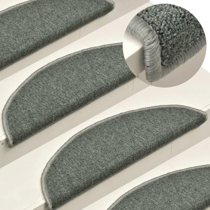 VidaXL Tapis de marches d'escalier 15 pcs Vert foncé 56x17x3 cm