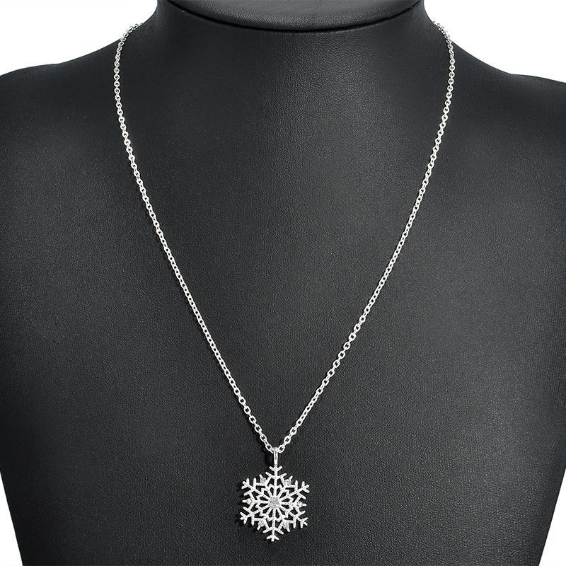 Fashion Charms Lady Crystal Snowflake Zircon Flower Silver Plated Necklaces Jewelry For Women