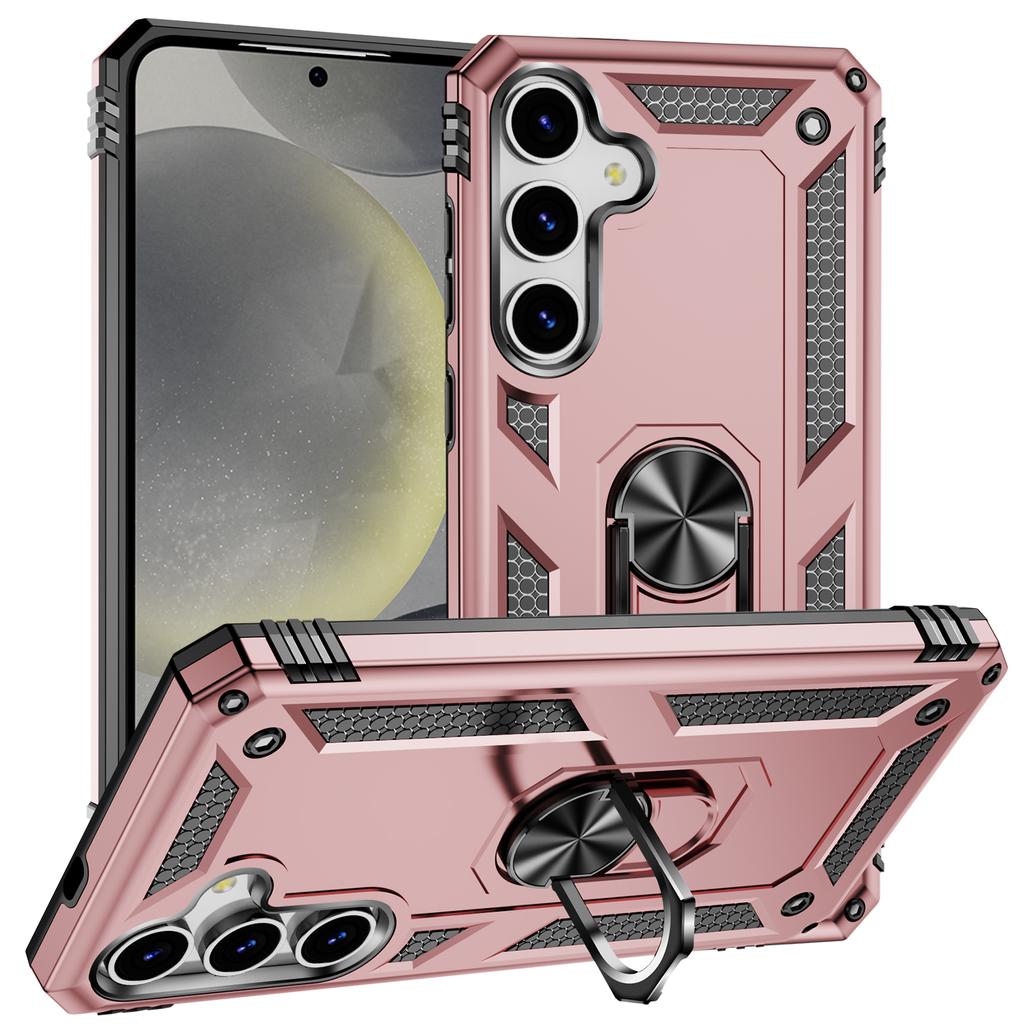 For Samsung Galaxy S25 Case PC+TPU Phone Cover with Rotary Ring Kickstand