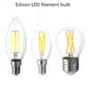 Bec cu filament LED E14 Bec retro din sticlă Edison pentru decorarea tavanului acasă C35/C35L/G45