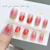 10Pcs Summer Pink Watermelon Short Fake Nails With Glue Cute Handmade Reusable Press On Nails For Women