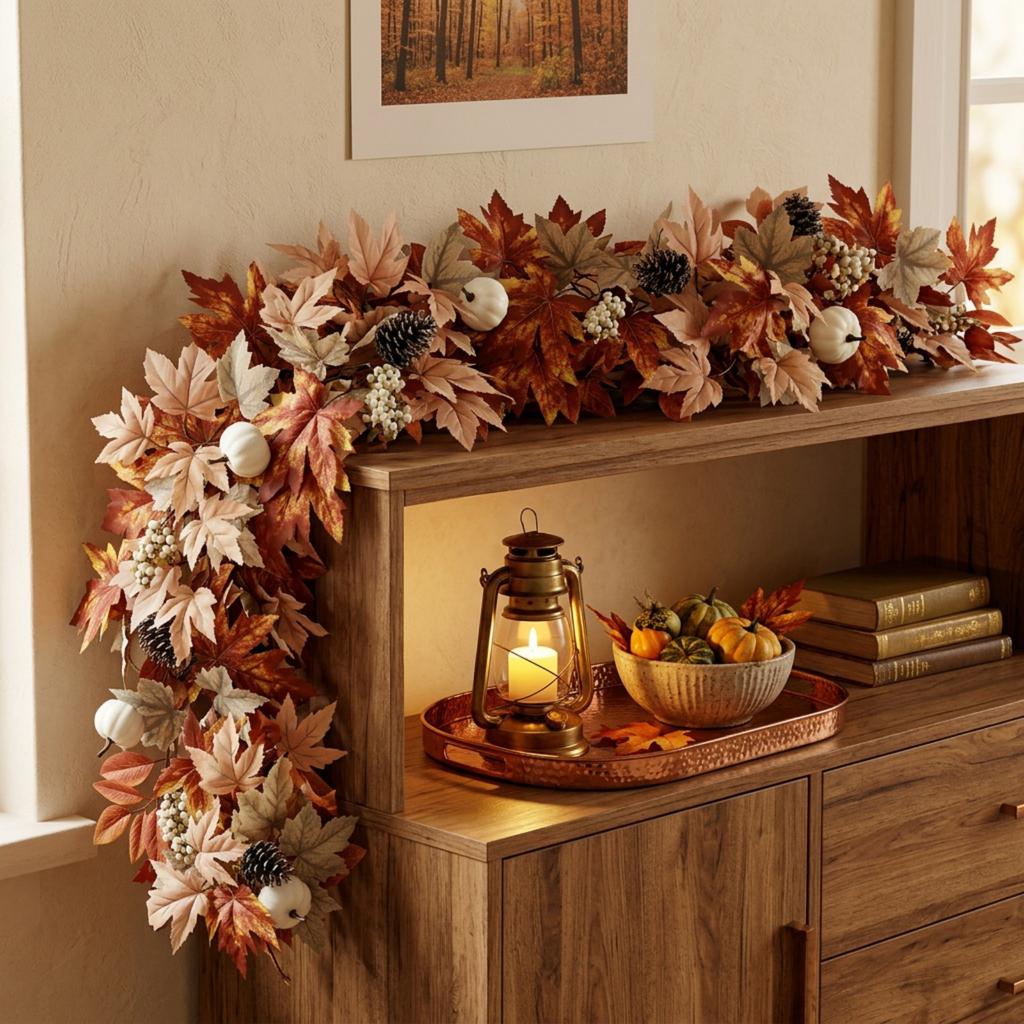 Artificial Pumpkin Garland 175cm Thanksgiving Fall Wall Hanging Decoration