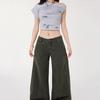 Micro La Zhufan Tooling Jeans Spring and Summer New High Waist Loose Wide Leg Floor Pants Women's Khaki Tooling Pants Women's