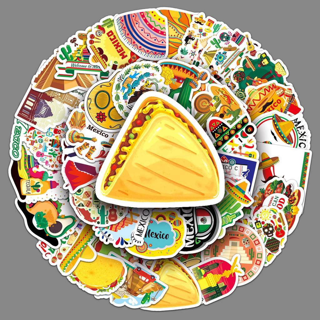 50 Mexico Travel Stickers Outdoor Mexico Landscape Landmark Decorative Water Cup Suitcase Stickers