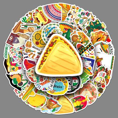 50 Mexico Travel Stickers Outdoor Mexico Landscape Landmark Decorative Water Cup Suitcase Stickers